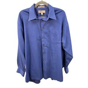 Vintage Croft and Barrow Modern Twill Shirt Men's 16 30/32 Blue Button Up Tencel